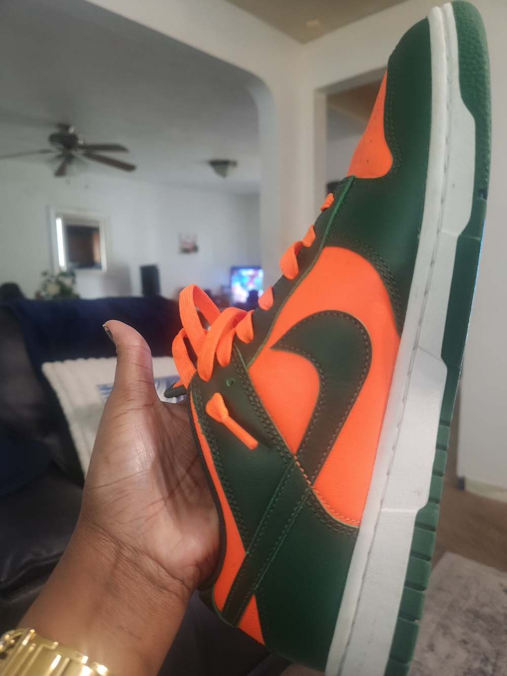 Nike Men's Orange and Green Low-Top Sneakers